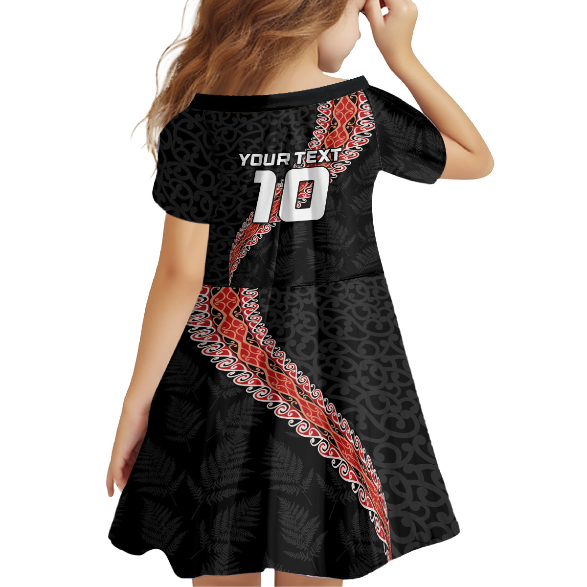 Custom New Zealand Rugby Kid Short Sleeve Dress Maori and Silver Fern Half Style