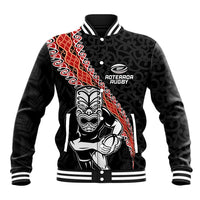 New Zealand Maori Warrior Rugby Baseball Jacket Maori and Silver Fern Half Style