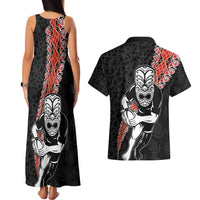 New Zealand Maori Warrior Rugby Couples Matching Tank Maxi Dress and Hawaiian Shirt Maori and Silver Fern Half Style