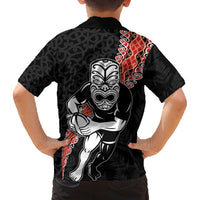 New Zealand Maori Warrior Rugby Family Matching Tank Maxi Dress and Hawaiian Shirt Maori and Silver Fern Half Style