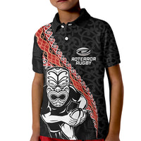 New Zealand Maori Warrior Rugby Kid Polo Shirt Maori and Silver Fern Half Style