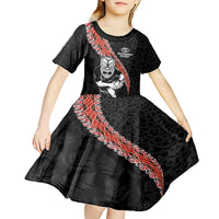 New Zealand Maori Warrior Rugby Kid Short Sleeve Dress Maori and Silver Fern Half Style LT03 - Polynesian Pride