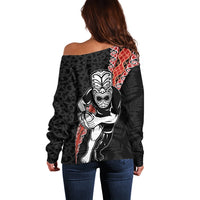 New Zealand Maori Warrior Rugby Off Shoulder Sweater Maori and Silver Fern Half Style