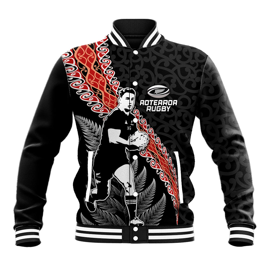 New Zealand Maori Rugby Player Baseball Jacket Maori and Silver Fern Half Style