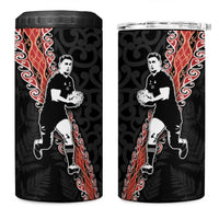 New Zealand Maori Rugby Player 4 in 1 Can Cooler Tumbler Maori and Silver Fern Half Style