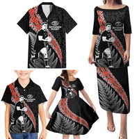 New Zealand Maori Rugby Player Family Matching Puletasi and Hawaiian Shirt Maori and Silver Fern Half Style LT03 - Polynesian Pride
