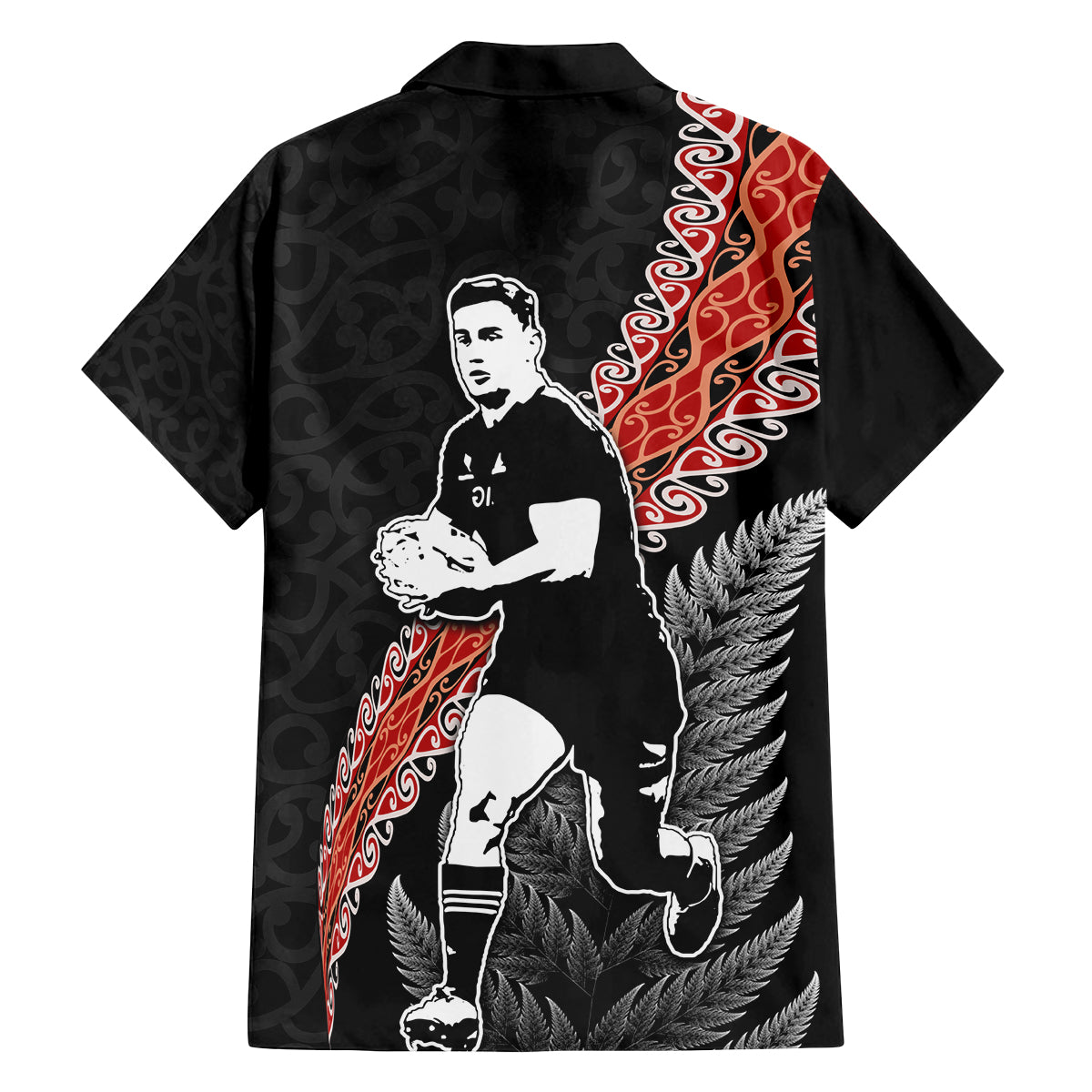 New Zealand Maori Rugby Player Family Matching Puletasi and Hawaiian Shirt Maori and Silver Fern Half Style LT03 - Polynesian Pride