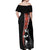 New Zealand Maori Rugby Player Off Shoulder Maxi Dress Maori and Silver Fern Half Style