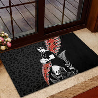 New Zealand Maori Rugby Player Rubber Doormat Maori and Silver Fern Half Style