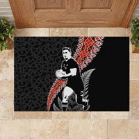 New Zealand Maori Rugby Player Rubber Doormat Maori and Silver Fern Half Style