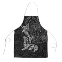 Hawaiian Monk Seal and Whale Apron Kakau Tribal Pattern Grayscale
