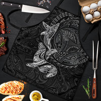 Hawaiian Monk Seal and Whale Apron Kakau Tribal Pattern Grayscale