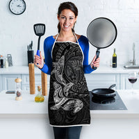 Hawaiian Monk Seal and Whale Apron Kakau Tribal Pattern Grayscale
