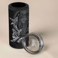 Hawaiian Monk Seal and Whale 4 in 1 Can Cooler Tumbler Kakau Tribal Pattern Grayscale