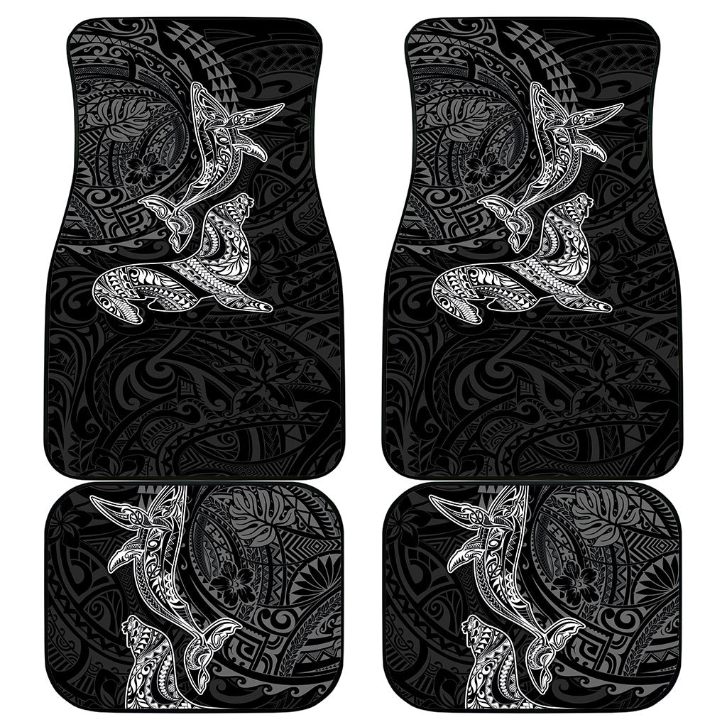 Hawaiian Monk Seal and Whale Car Mats Kakau Tribal Pattern Grayscale
