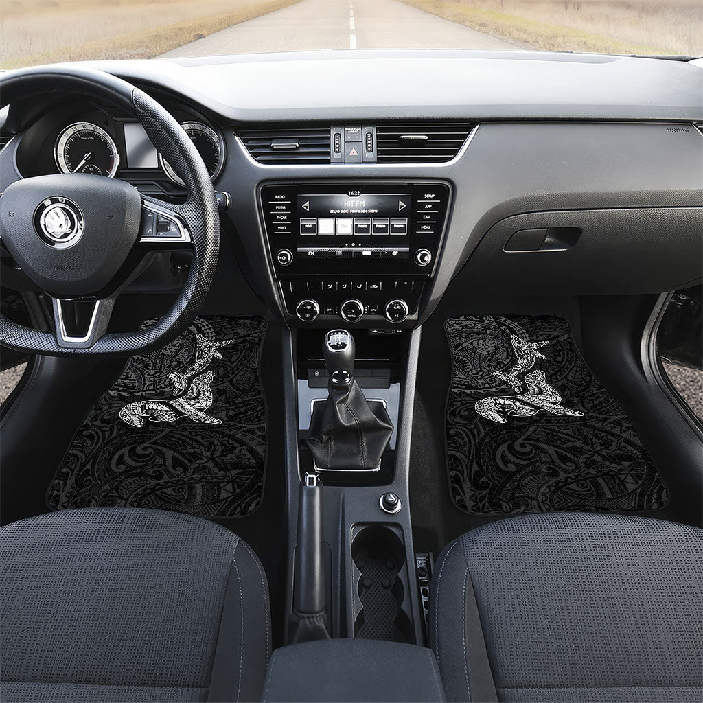 Hawaiian Monk Seal and Whale Car Mats Kakau Tribal Pattern Grayscale