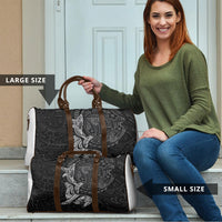 Hawaiian Monk Seal and Whale Travel Bag Kakau Tribal Pattern Grayscale