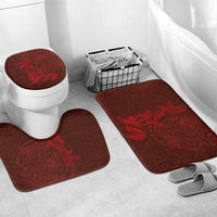 Hawaiian Monk Seal and Whale Bathroom Set Kakau Tribal Pattern Red Color