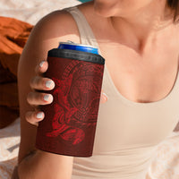 Hawaiian Monk Seal and Whale 4 in 1 Can Cooler Tumbler Kakau Tribal Pattern Red Color