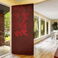 Hawaiian Monk Seal and Whale Door Cover Kakau Tribal Pattern Red Color