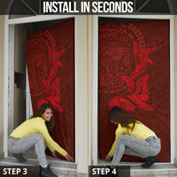 Hawaiian Monk Seal and Whale Door Cover Kakau Tribal Pattern Red Color