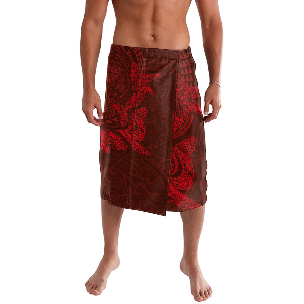 Hawaiian Monk Seal and Whale Lavalava Kakau Tribal Pattern Red Color