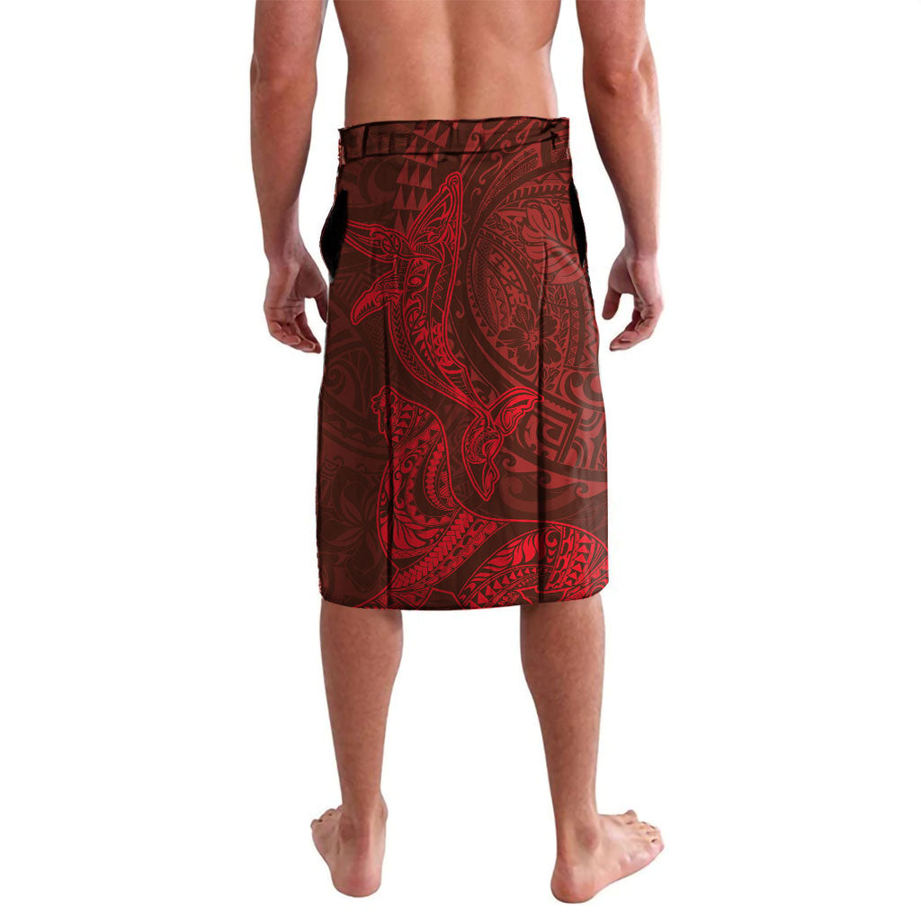 Hawaiian Monk Seal and Whale Lavalava Kakau Tribal Pattern Red Color