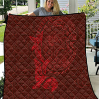 Hawaiian Monk Seal and Whale Quilt Kakau Tribal Pattern Red Color