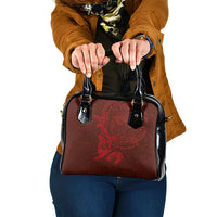 Hawaiian Monk Seal and Whale Shoulder Handbag Kakau Tribal Pattern Red Color