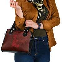 Hawaiian Monk Seal and Whale Shoulder Handbag Kakau Tribal Pattern Red Color