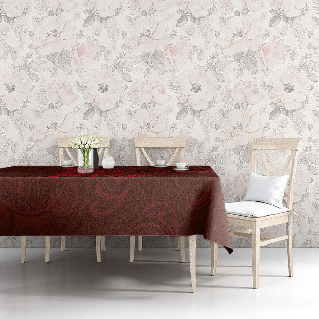 Hawaiian Monk Seal and Whale Tablecloth Kakau Tribal Pattern Red Color