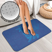 Hawaiian Monk Seal and Whale Bathroom Set Kakau Tribal Pattern Blue Color