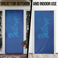 Hawaiian Monk Seal and Whale Door Cover Kakau Tribal Pattern Blue Color