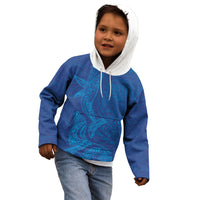 Hawaiian Monk Seal and Whale Kid Hoodie Kakau Tribal Pattern Blue Color