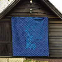 Hawaiian Monk Seal and Whale Quilt Kakau Tribal Pattern Blue Color