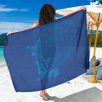 Hawaiian Monk Seal and Whale Sarong Kakau Tribal Pattern Blue Color