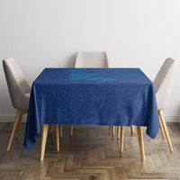 Hawaiian Monk Seal and Whale Tablecloth Kakau Tribal Pattern Blue Color