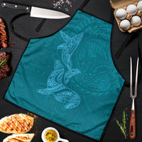 Hawaiian Monk Seal and Whale Apron Kakau Tribal Pattern Teal Color