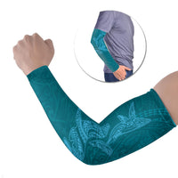 Hawaiian Monk Seal and Whale Arm Sleeves Kakau Tribal Pattern Teal Color