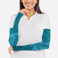 Hawaiian Monk Seal and Whale Arm Sleeves Kakau Tribal Pattern Teal Color