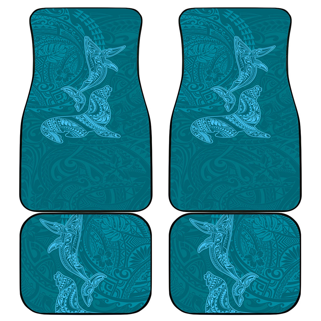 Hawaiian Monk Seal and Whale Car Mats Kakau Tribal Pattern Teal Color