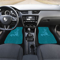 Hawaiian Monk Seal and Whale Car Mats Kakau Tribal Pattern Teal Color