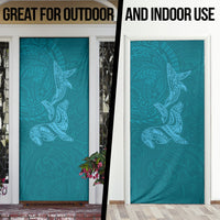 Hawaiian Monk Seal and Whale Door Cover Kakau Tribal Pattern Teal Color