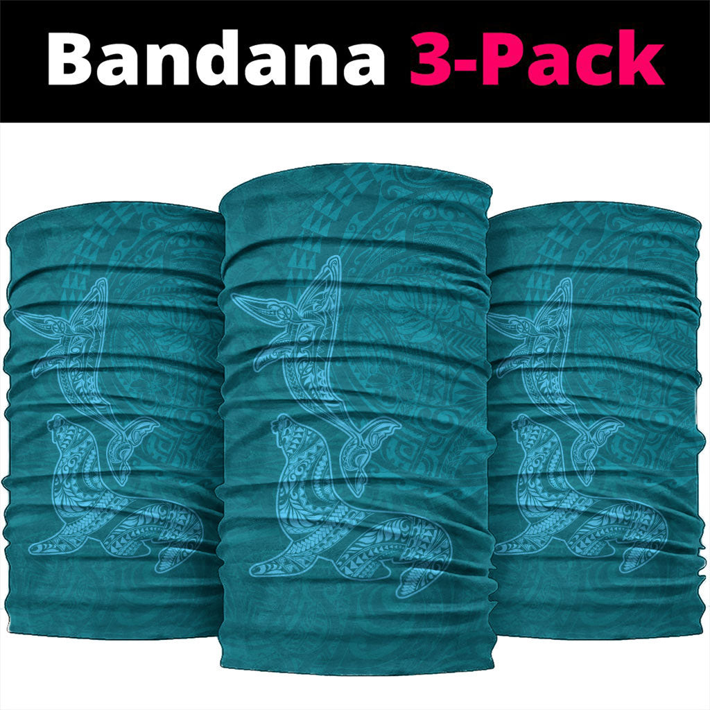 Hawaiian Monk Seal and Whale Neck Gaiter Kakau Tribal Pattern Teal Color