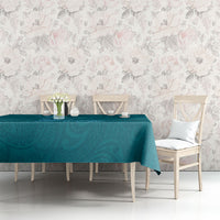 Hawaiian Monk Seal and Whale Tablecloth Kakau Tribal Pattern Teal Color