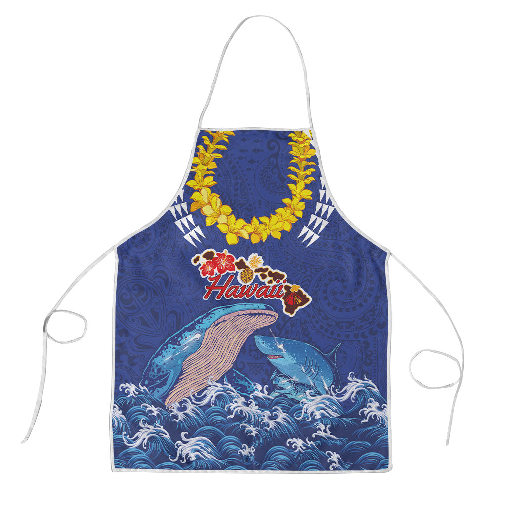 Hawaiian Sea Animals Apron Whales Shark and Turtle Guardians with Tribal Pattern