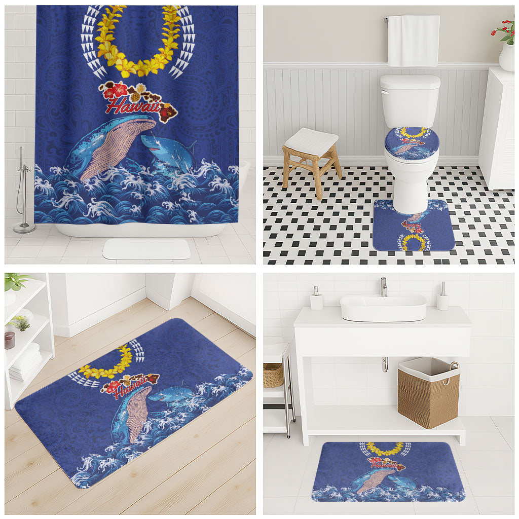 Hawaiian Sea Animals Bathroom Set Whales Shark and Turtle Guardians with Tribal Pattern