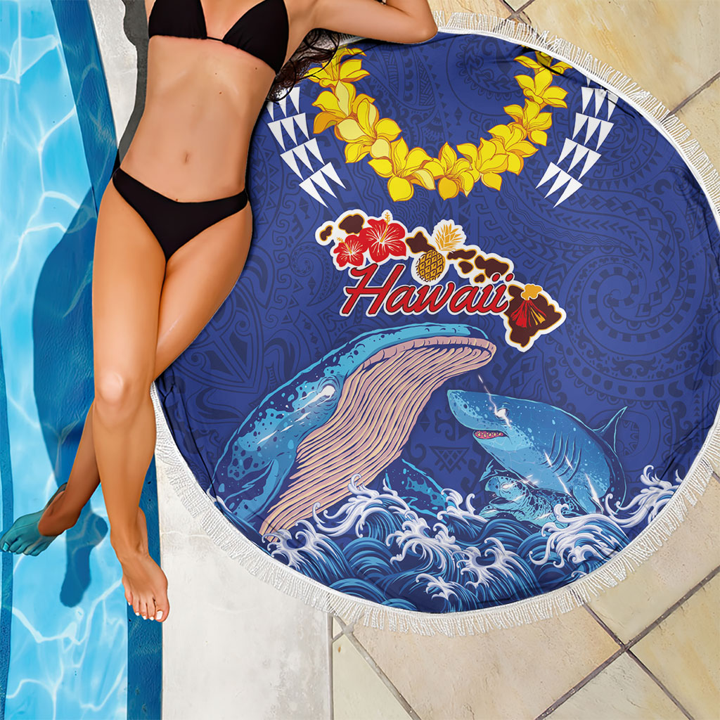 Hawaiian Sea Animals Beach Blanket Whales Shark and Turtle Guardians with Tribal Pattern