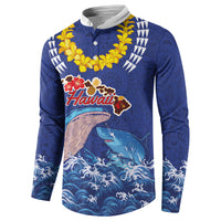 Hawaiian Sea Animals Button Sweatshirt Whales Shark and Turtle Guardians with Tribal Pattern
