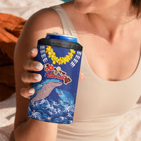 Hawaiian Sea Animals 4 in 1 Can Cooler Tumbler Whales Shark and Turtle Guardians with Tribal Pattern